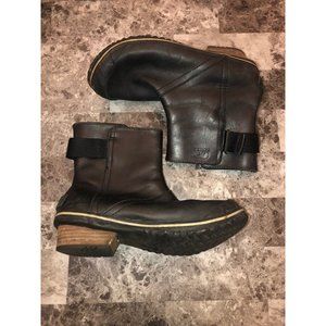 SOREL Leather Slimboot Pull On Waterproof Bootie Boots SZ 8.5 Black